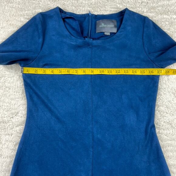 Paper Crane drop waist blue faux suede dress, size small - Picture 5 of 9